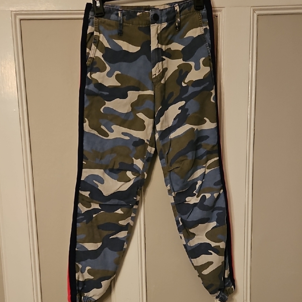 MOTHER Camouflage Joggers - Blue, Green, and Tan